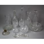 A Collection of Various Cut Glass to include Four Decanters, Vases Etc