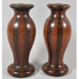 A Pair of Wooden Vases Made From WWI Propeller Hubs, 25cm high