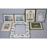 A Collection of Various Prints, Certificates and a Mirror