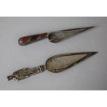 Two Silver Bookmarks, One in the Form of Trowel with Inset Stones to Handle and the Other in the