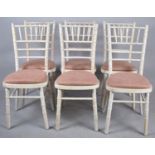A Set of Six Modern Lined Effect Faux Bamboo Side Chairs