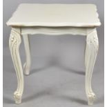 A White Painted Italian Square Topped Occasional Table with Cabriole Legs, 50cm Square