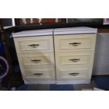 A Pair of 1970's Three Drawer Bedside Chests, 44cm wide