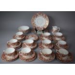 A Imari Pattern Tea Set comprising Twelve Side Plates, Twelve Saucers, Two Cake Plates, Milk, Slop