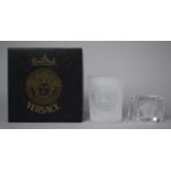 A Boxed Rosenthal Versace Napkin Ring and a Rosenthal Versace Frosted Candle Vase