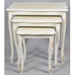 An Italian White Painted Nest of Three Tables, Largest 60cm wide