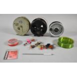 A Collection of Three Vintage Fly Fishing Reels and Accessories Including Line and Flies