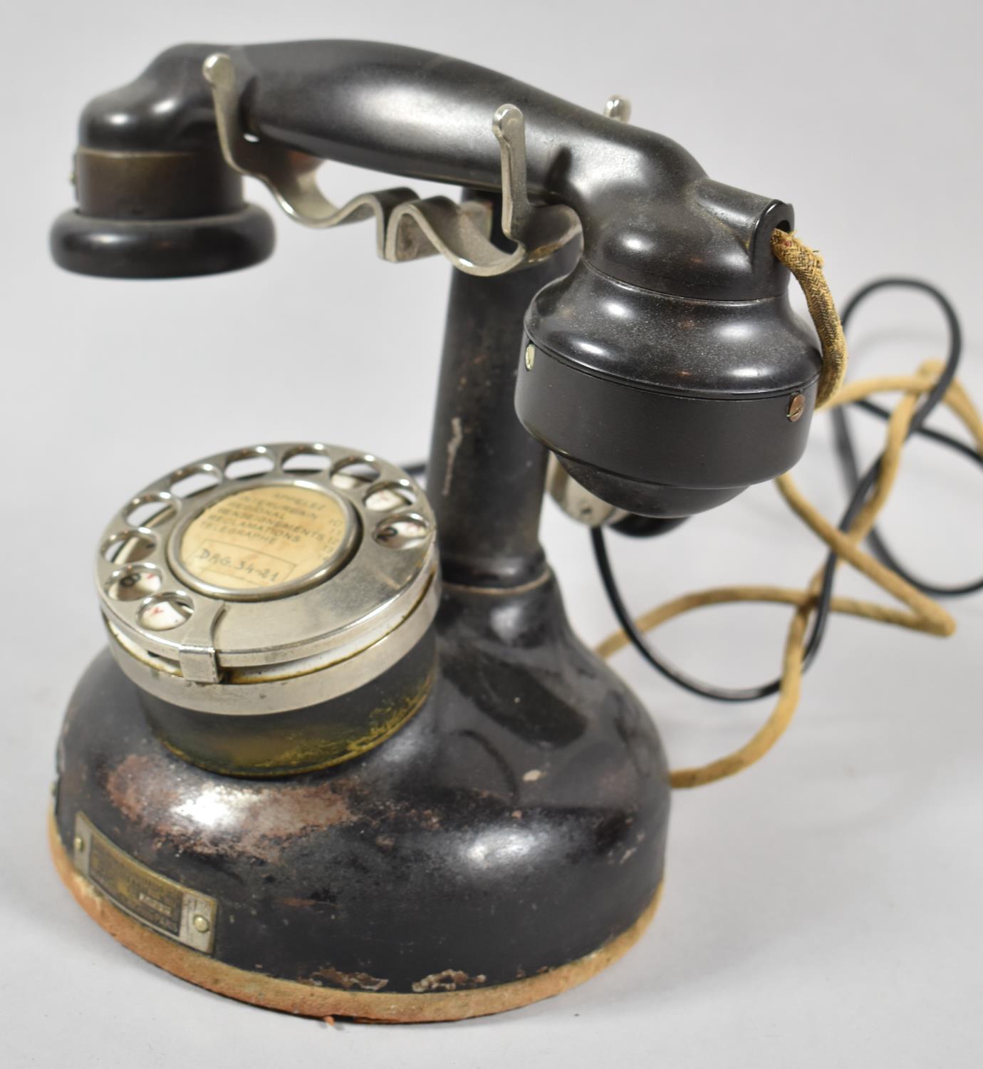 A Vintage French Telephone with Secondary Listening Device, 22cm high