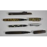 A Vintage Plastic Cased Parker Pen with 14ct Gold Nib, 14ct Gold Nib Black Bird Example and One