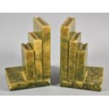 A Pair of Art Deco Alabaster Bookends in the Form of Books, Each 13cm high
