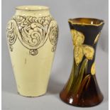 Two Glazed Studio Pottery Vases, One Signed R Powell, 23cm high