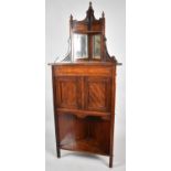A Late Victorian/Edwardian Free Standing Mahogany Corner Cabinet with Panelled Doors and Raised