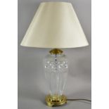 A Modern but Good Quality Brass and Glass Vase Shaped Table Lamp with Shade, 69cm