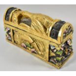 A Modern Carved Arch Topped Wooden Box, the Lid in the Form of a Bird with Fish, 28cm wide