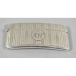 A Silver Card Case with Engine Turned Decoration, Birmingham 1911, Monogrammed MJW