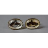 A Pair of Essex Crystal Style Cufflinks Having Horse Head Profiles