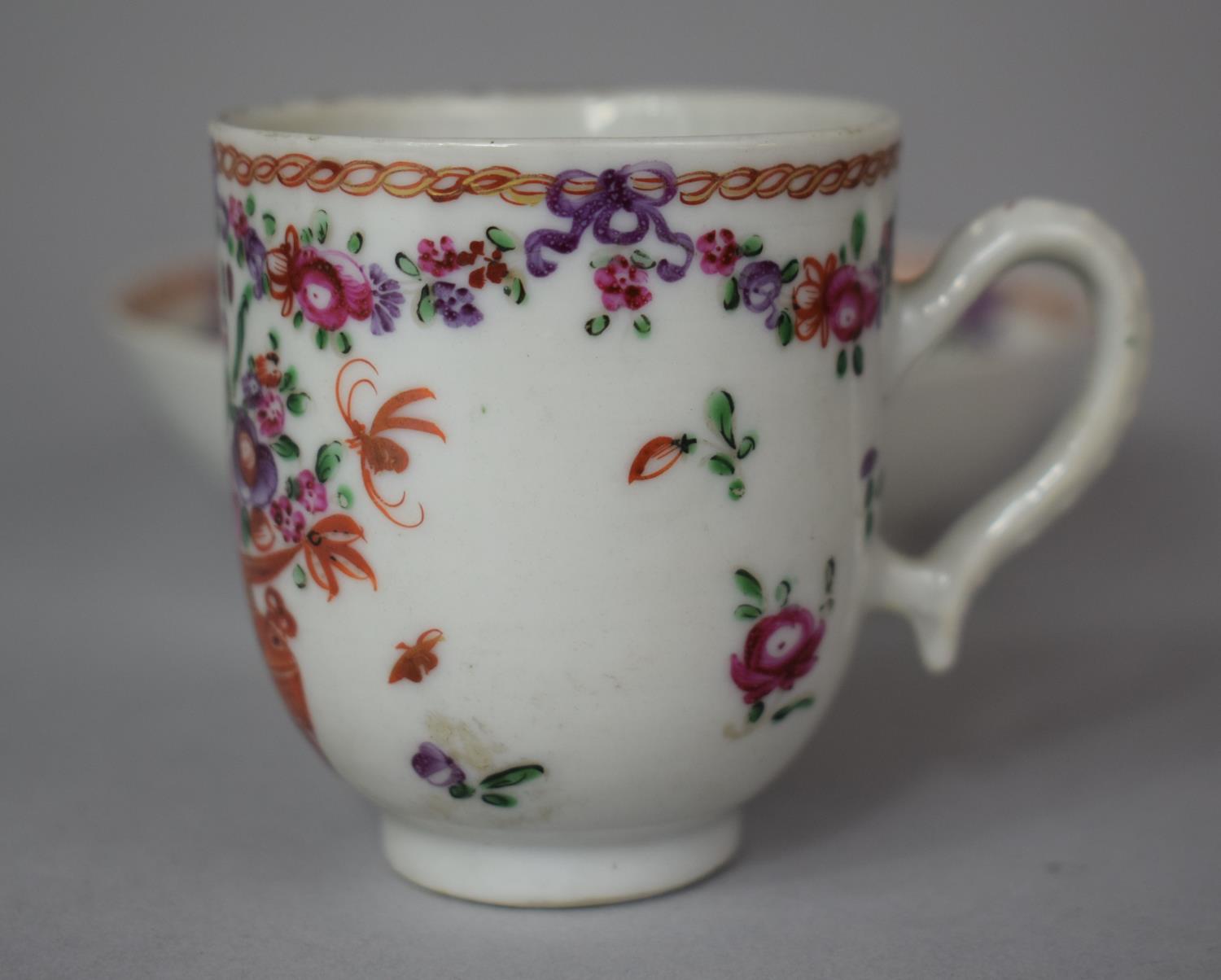 A 18th Century Hand Painted Cabinet Cup and Saucer with Oriental Vase of Flowers and Swag Decoration - Image 3 of 7