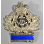 A Royal Navy Silver Brooch with Blue Enamelled Bar