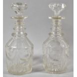 A Pair of Late 19th Century Mallet Decanters, 29cm high