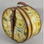 A Reproduction Oval Ladies Travelling Case with Leather Mounts, 37cm Wide