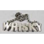 A Silver Plated Decanter Label for Whisky, 6.5cm Long