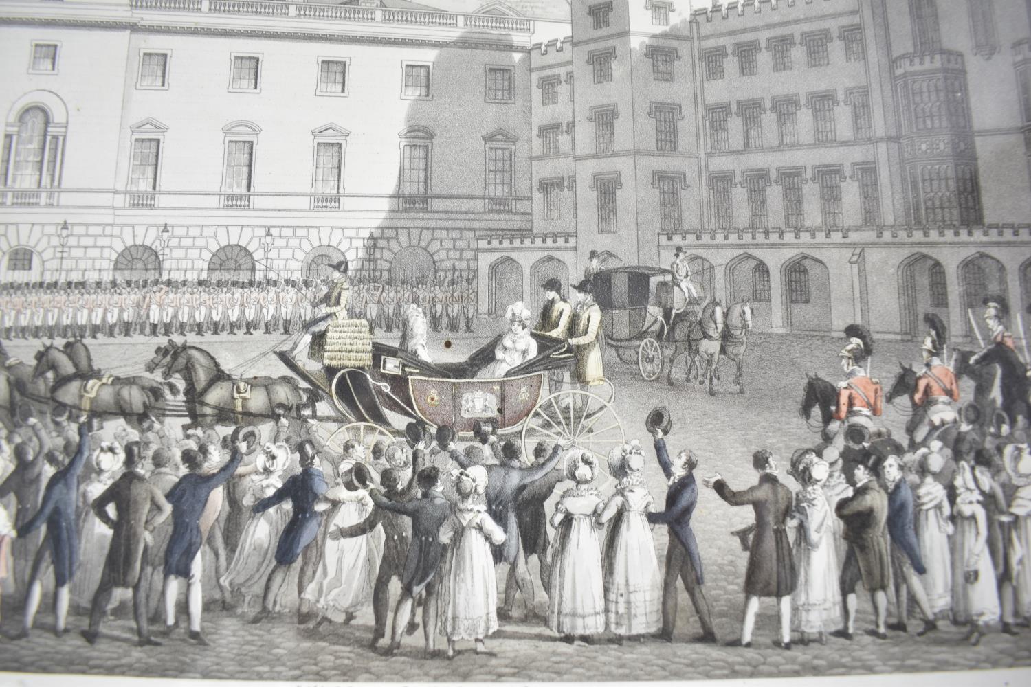 A Framed Coloured Engraving, The Queen Returning form the House of Lords, 36cm wide - Image 2 of 3