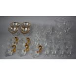 A Collection of Various Glassware to include Four Gilt Decorated Champagne Coups, Various Etched