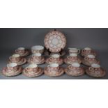 A Royal Crown Derby Teaset to comprise Twelve Saucers, Twelve Side Plates, Two Cake Plates, Twelve