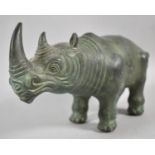 A Green Patinated Metal Study of a Rhinoceros, 29cm long