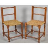 A Pair of Rush Seated Child's Chairs