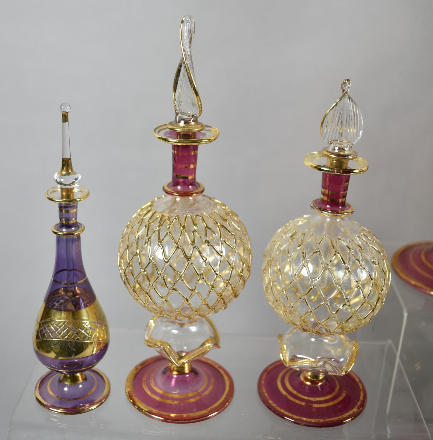 A Collection of Continental Coloured Glass, Perfume Bottles, Candle Sticks, Paperweights etc - Image 2 of 3