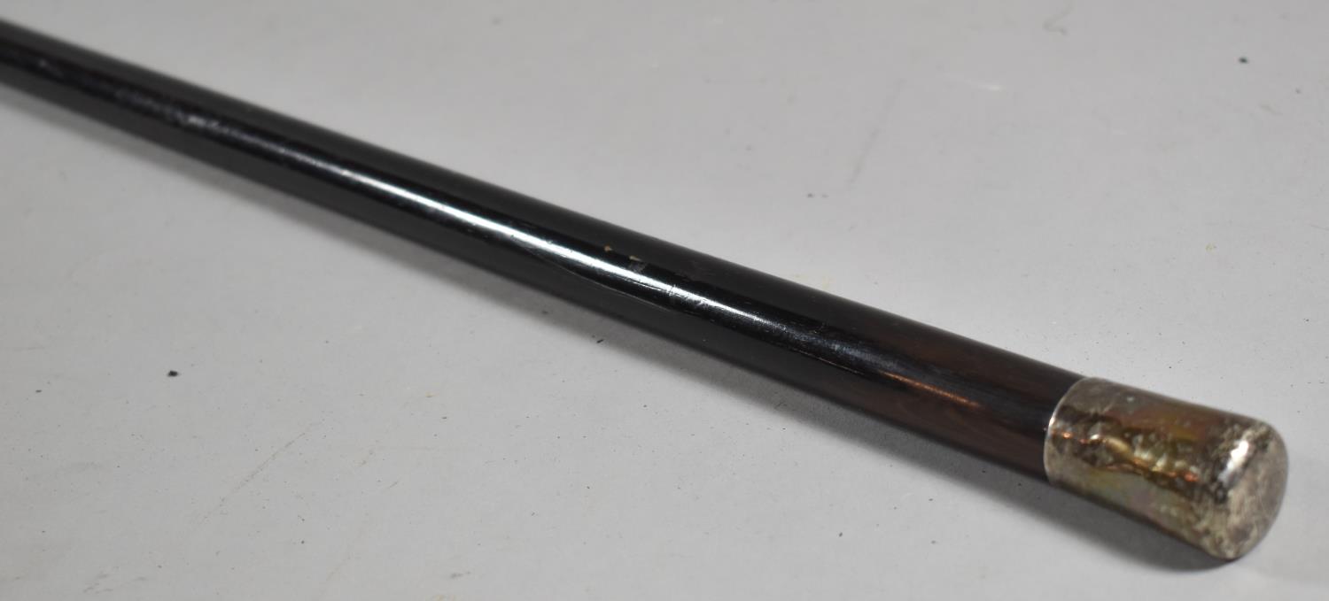 A Silver Topped Walking Cane of Tapering Form, London Hallmark, 90cm Long