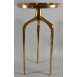 A Modern Bronze Effect Tray Topped Circular Tripod Table on Turned Tapering Supports and 34cm