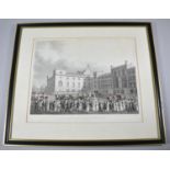 A Framed Coloured Engraving, The Queen Returning form the House of Lords, 36cm wide