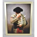 A Large Framed Print on Canvas, Matador with Head Bowed, 105x80cm