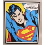 A Framed Superhero Print, This Looks Like a Job for Superman, 50x40cm