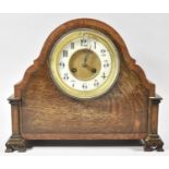 An Edwardian Oak Mantle Clock with Eight Day Movement, 35cm wide