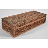 An Ornately Carved North Indian Wooden Box Decorated with Figures, Animals and Foliage, 30cm wide