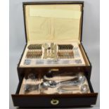 A New and Unused Waltmann Und Sohn Mahogany Canteen of Cutlery with Lift up lid and Base Drawer