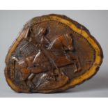 A Carved Wooden Icon Formed From a Section of Tree Trunk and Decorated with St. George and the