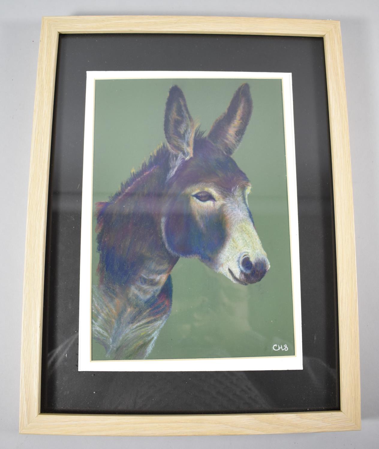 A Framed Pastel by Christine Stainer, "Psychedelic Donkey", 28cm high