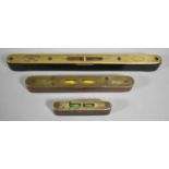 A Collection of Three Vintage Brass Mounted Spirit Levels