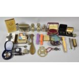 A Collection of Various Curios to Include Cased Part Pipe Set, French Dugall Pen, Shoe Horn,