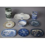 A Collection of 19th Century Transfer Printed Ceramics to include Davenport Shaped Raised Dish