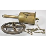 A Late 19th Century Brass Clockwork Meat Jack with Key and Wheel