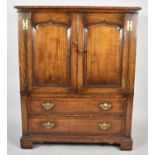 A Modern Oak TV Cabinet with Panelled Doors and Two Base Drawers