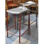 Two Metal Framed Industrial Stools