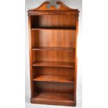A Modern Four Shelf Open Bookcase with Swan Neck Cornice, 92cm wide