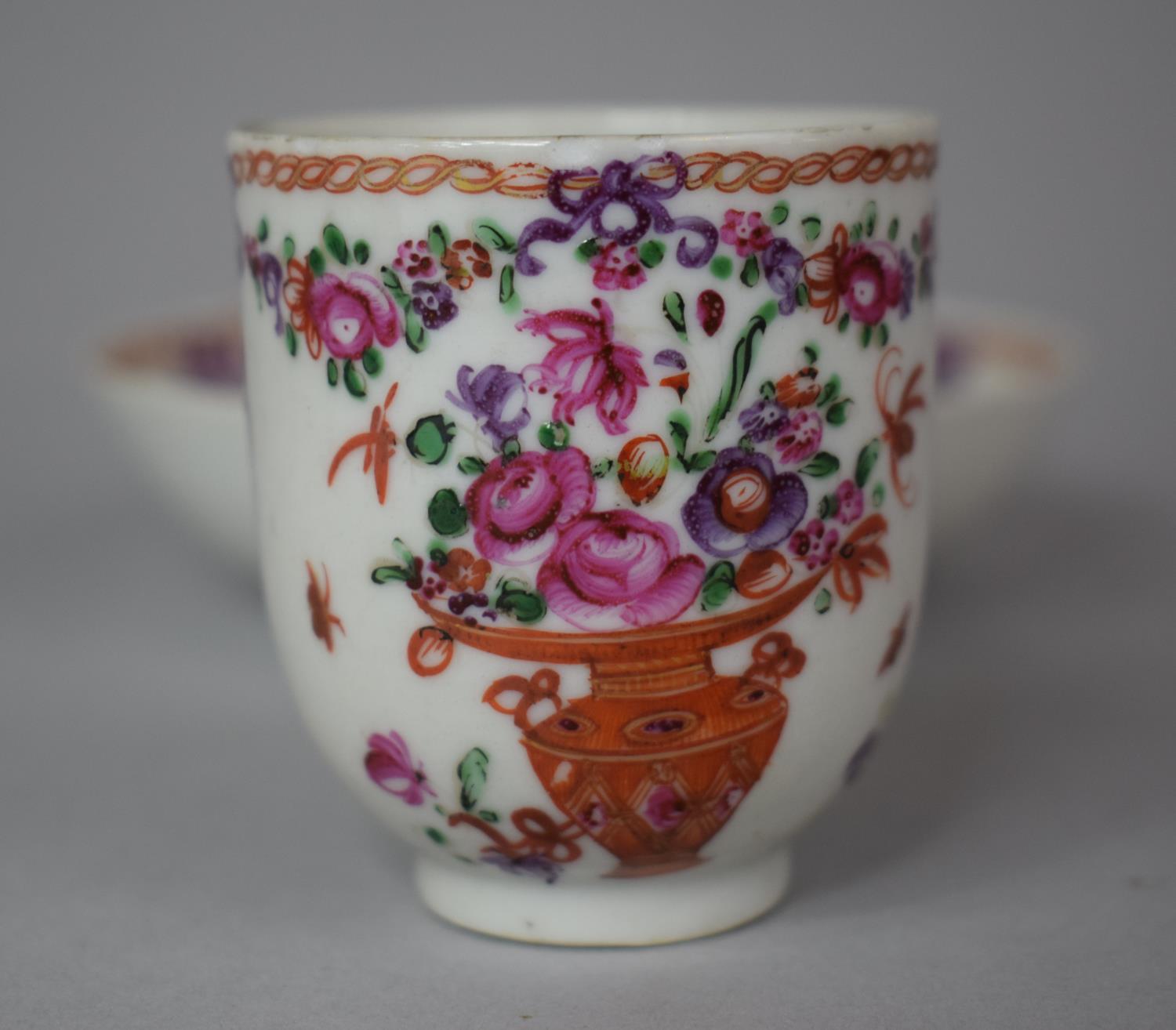 A 18th Century Hand Painted Cabinet Cup and Saucer with Oriental Vase of Flowers and Swag Decoration - Image 2 of 7