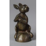 A Small Bronze Study of Seated Rabbit, Signed MJ, 4cm high